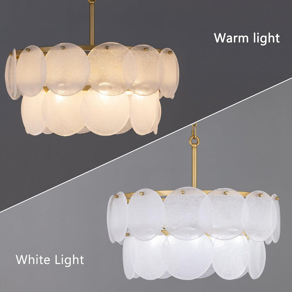 Wellmet Modern Glass Chandeliers, 2 Tiers Gold Chandeliers for Dining Room