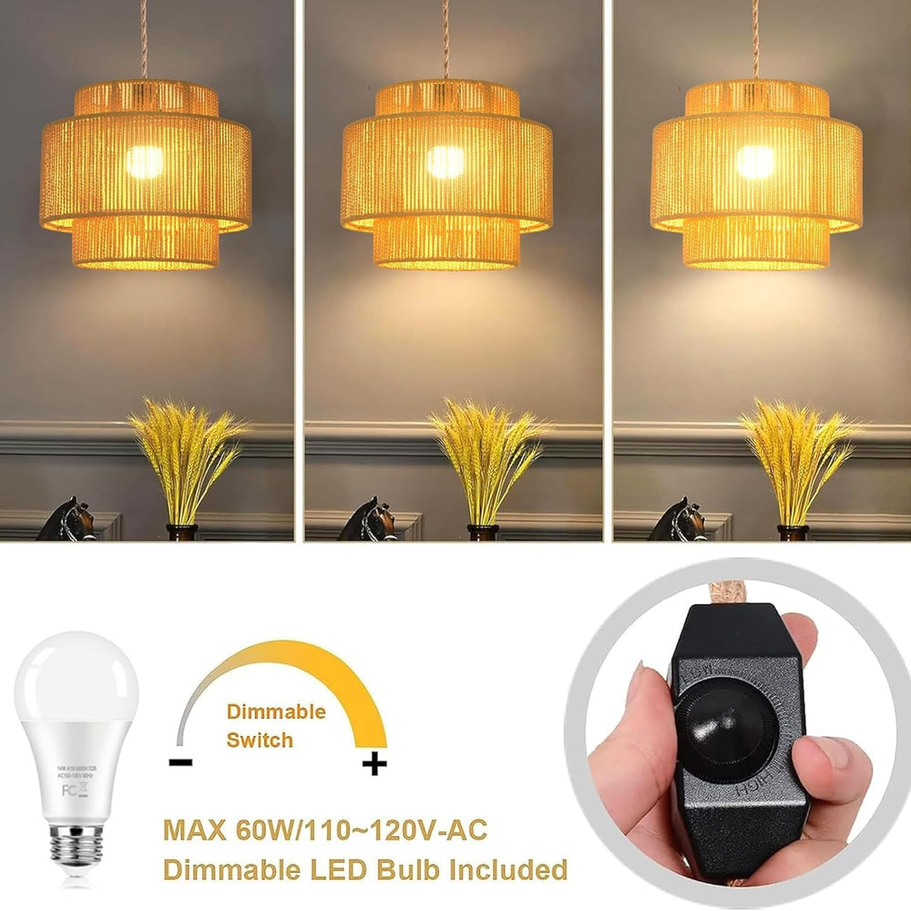 QIYIZM Plug in Pendant Light Hanging Lights with Plug in Cord Hanging Lamp Bo...