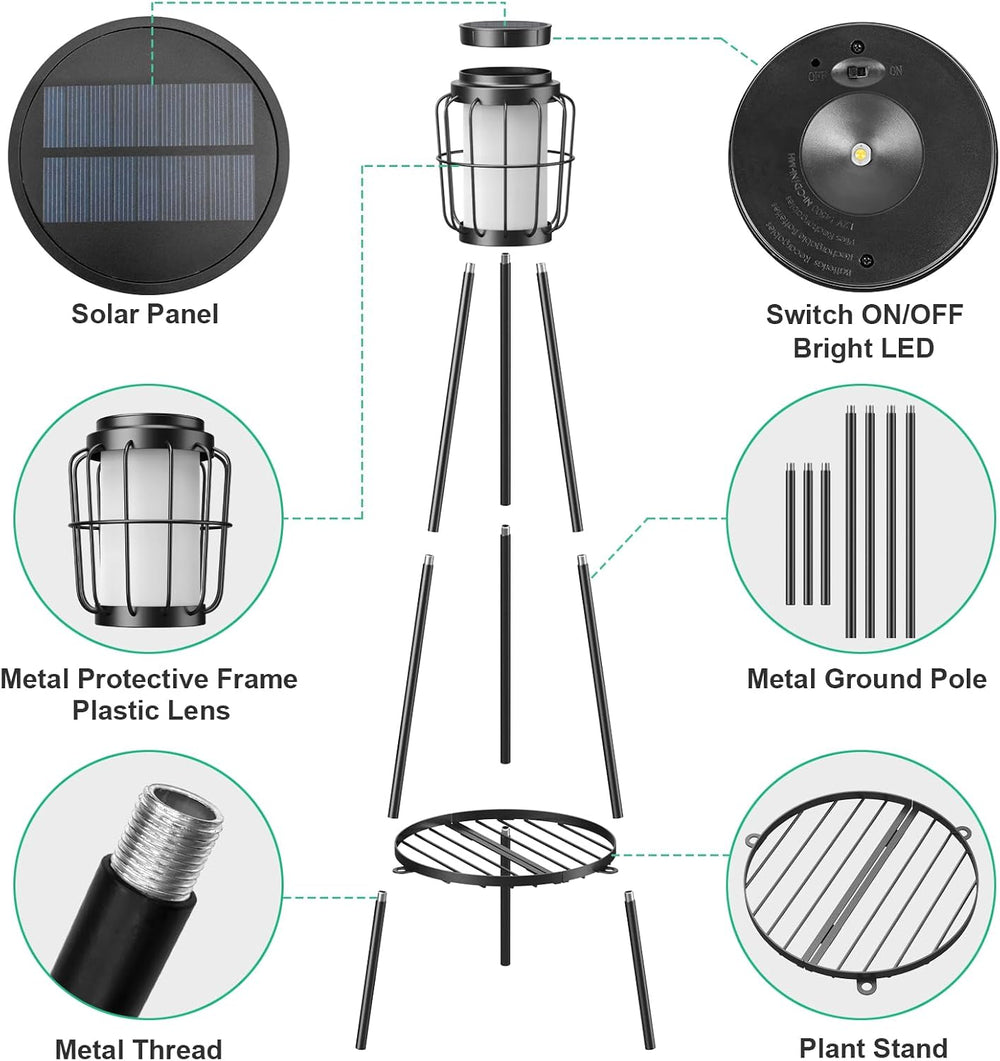 VISFLAIR 2 Pack Solar Lights with Plant Stand, Outdoor Floor Lamps, Waterproo...