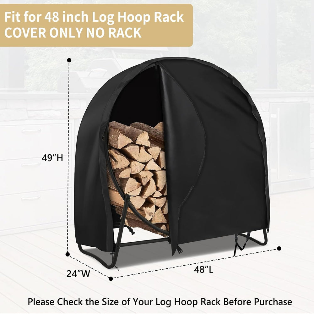 AKEfit 48 Inch Firewood Log Hoop Cover, Heavy Duty 600D Oxford Outdoor Waterp...