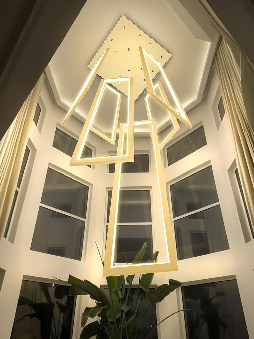 Flashing God ModernLed Gold Chandelier with 6 Ring Foyer Chandeliers,Larger H...