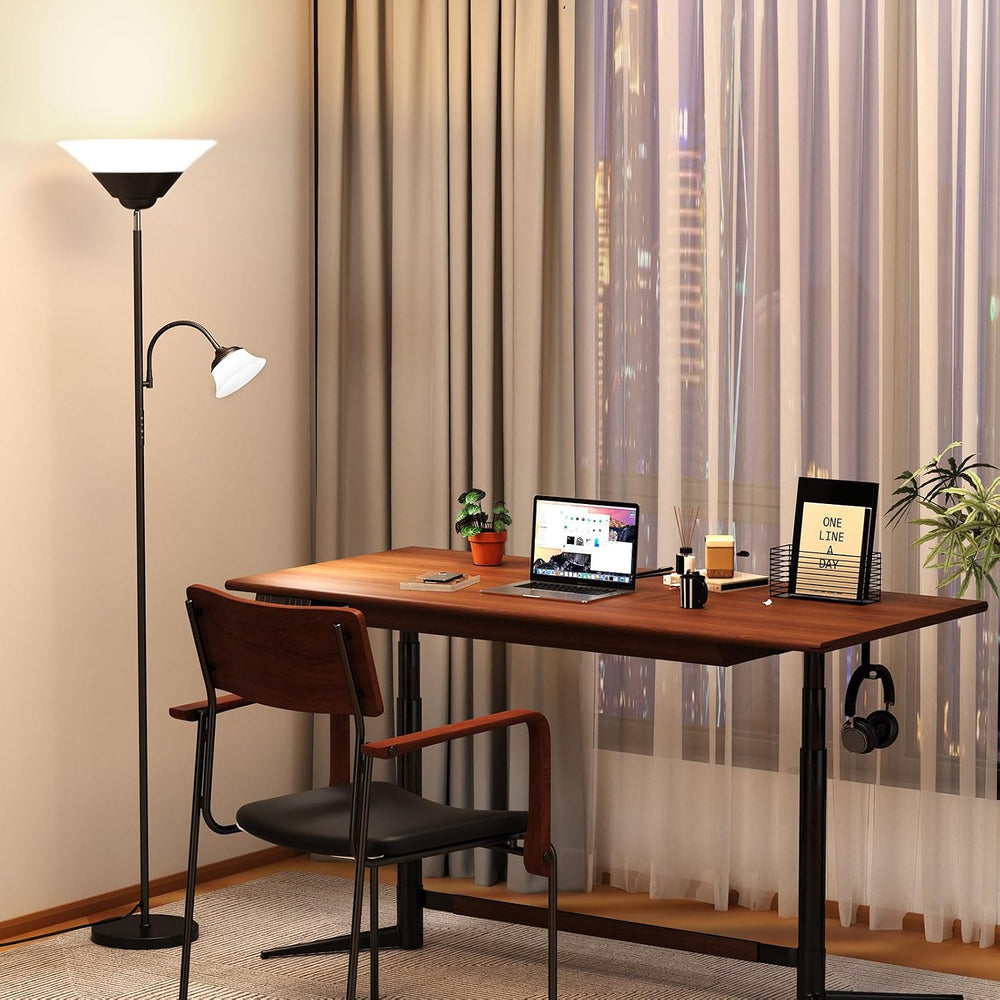 SIBRILLE 2-in-1 Torchiere Floor Lamp, 34W Super Bright LED Standing Lamp with...