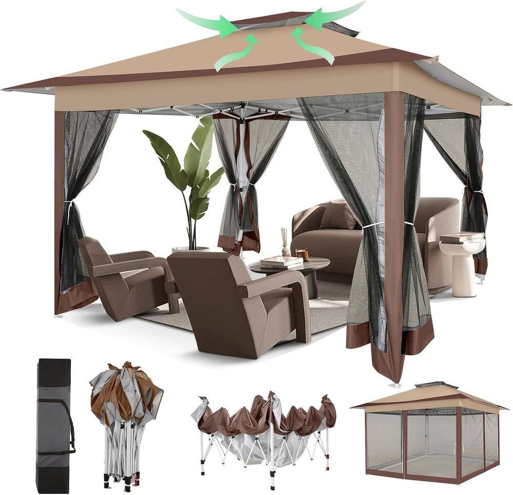 COBIZI 12x12 Pop Up Gazebos On Clearance - Upgrade Easy Up Metal Outdoor Gaze...