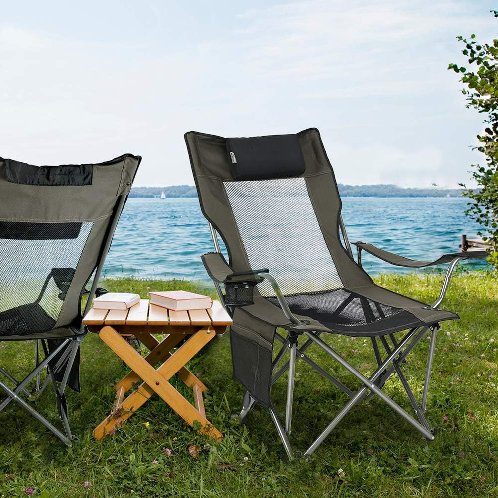 OUTDOOR LIVING SUNTIME Camping Folding Portable Mesh Chair with Removabel Foo...