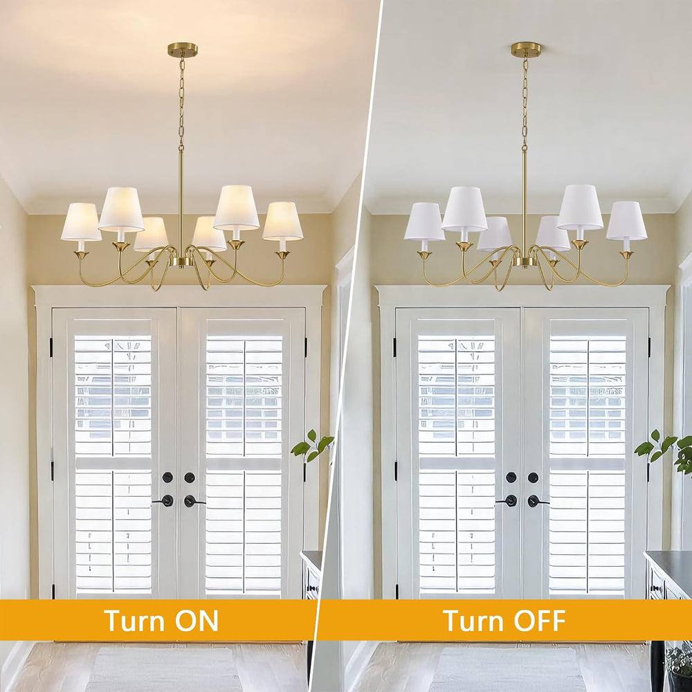 6 Lights Modern Brass Gold Chandeliers for Dining Room, Farmhouse Chandelier ...