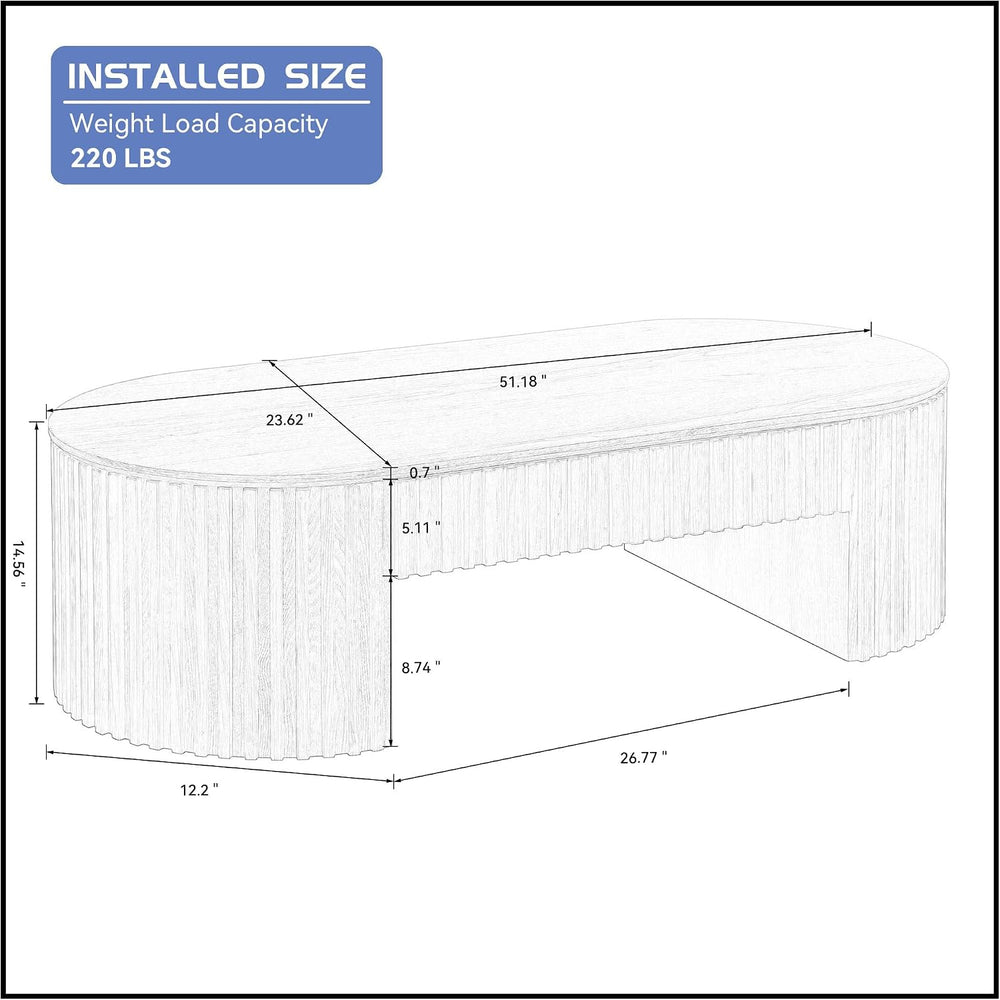 51.18'' Oval Wood Coffee Table with Drawer, Centre Table Tea Table Fl...