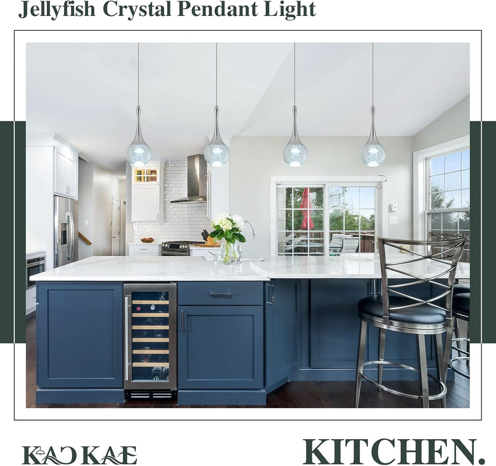 LED Pendant Light Kitchen Island Jellyfish Crystal Pendant Lights Dimmable Ch...