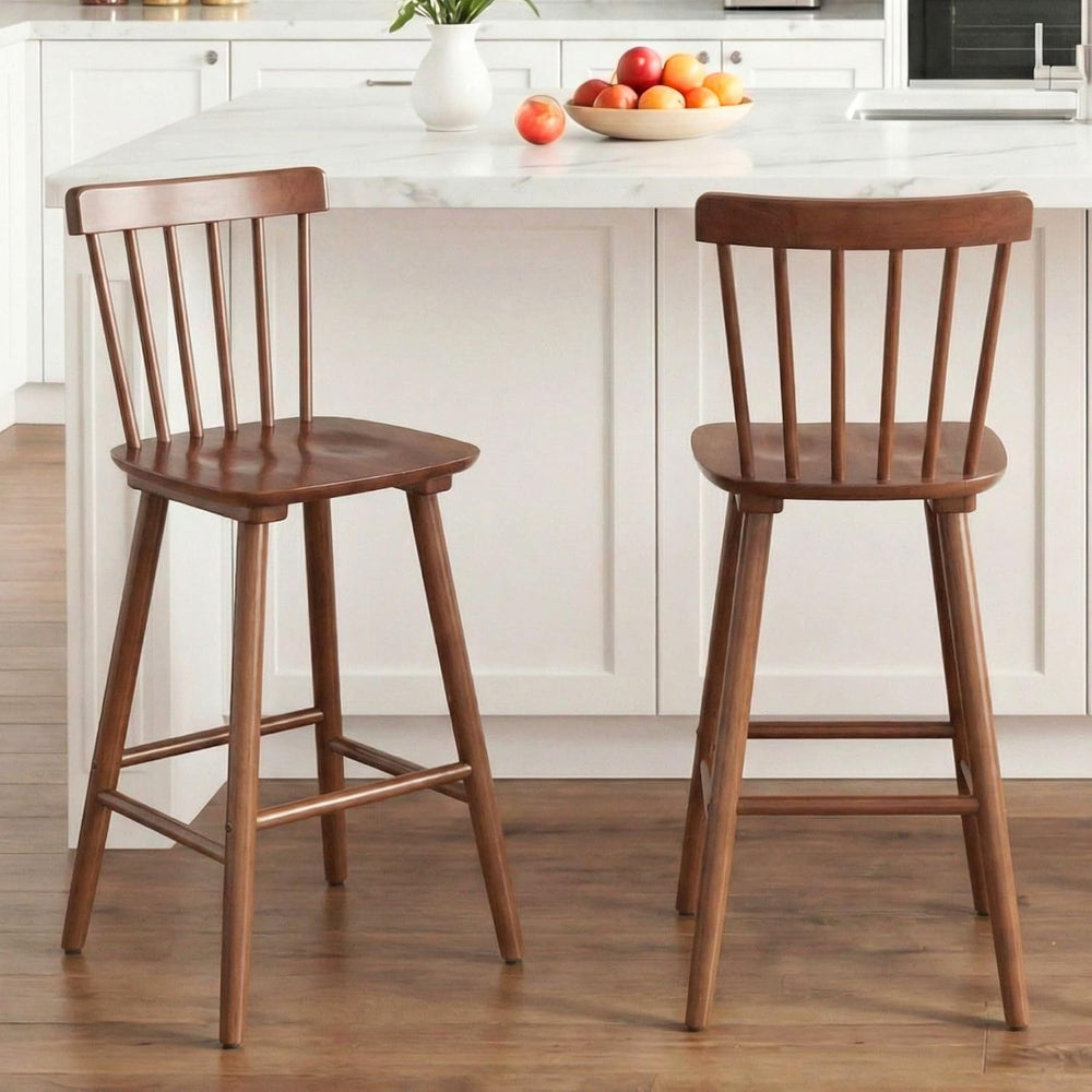 Windsor Bar Stools Set of 2, 26 Inch Counter Height Barstools Wooden Barstool...