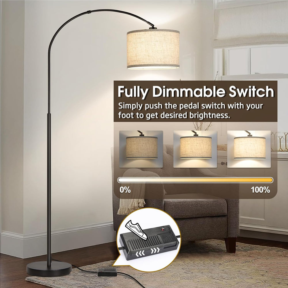 Dimmable Floor Lamp, Arc Floor Lamp with Dimmer, Black Standing Lamp with Adj...