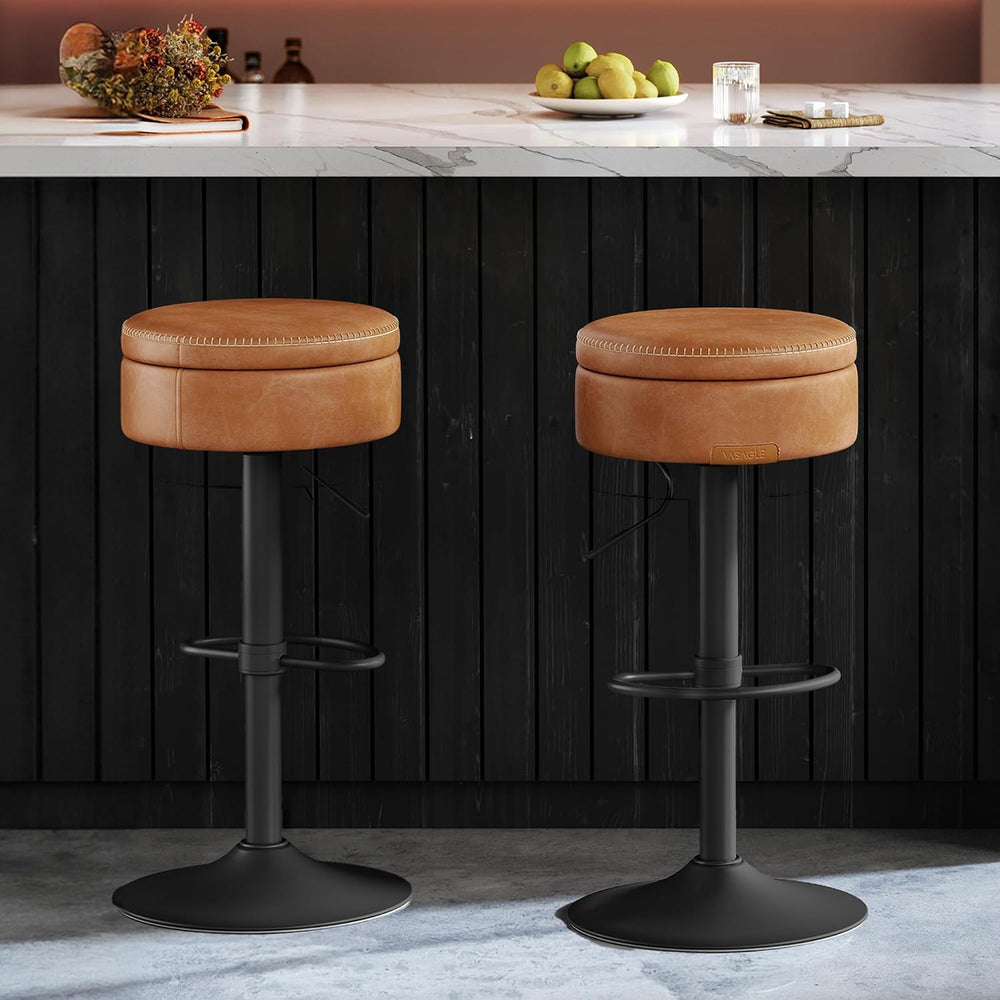 VASAGLE 360° Swivel Bar Stools Set of 2, Height Adjustable, with Storage
