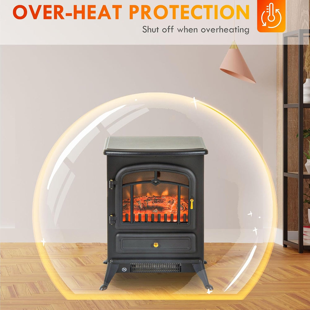 HOMCOM 22" Electric Fireplace Heater Stove 725W/1450W Black