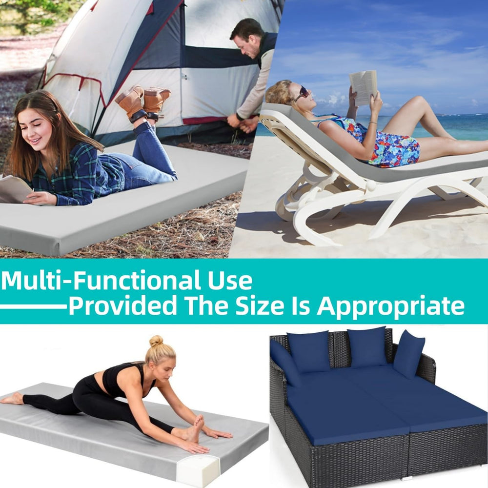 Patio Rattan Double Daybed Replacement Foam Cushion,58"x24"x2"...