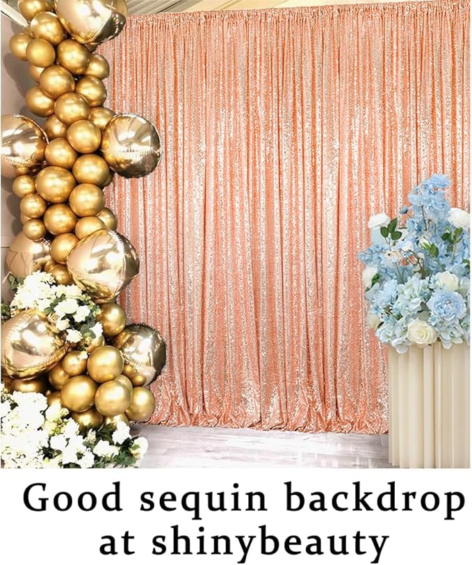ShinyBeauty Rose Gold Backdrop Curtain 10ft Sequin Backdrop-Curtain 4 Panels ...