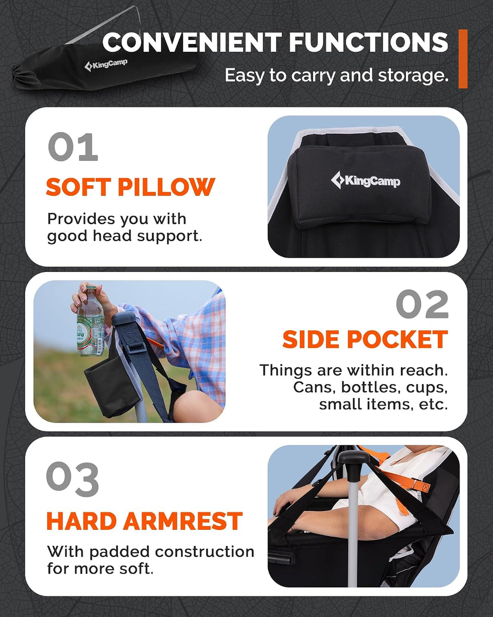 KingCamp Hammock Camping Chair with Footrest & Breathable Mesh Back 400 lbs
