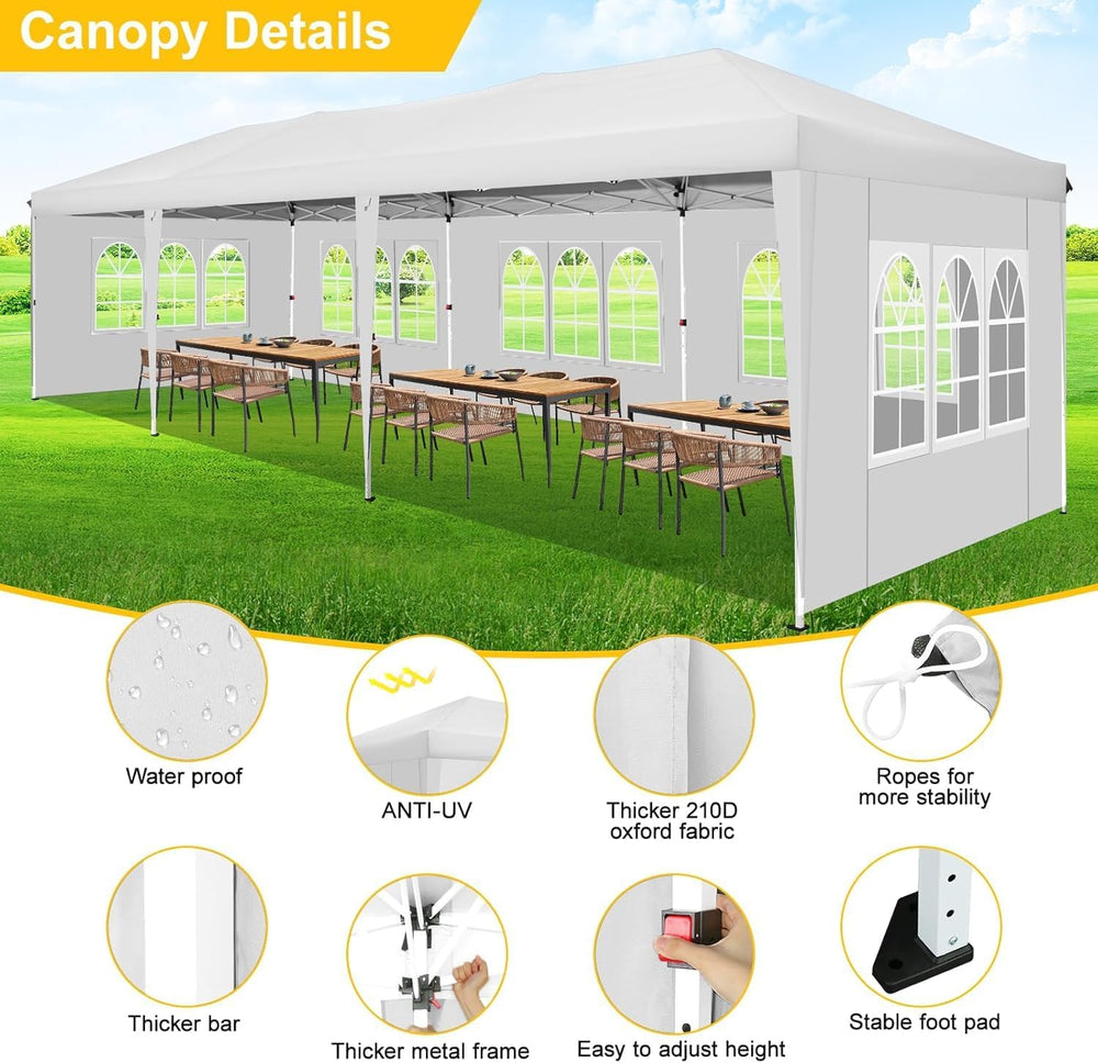 COBIZI Canopy 10x30 FT Party Tents for Parties with 8 Sidewalls, carpas para ...
