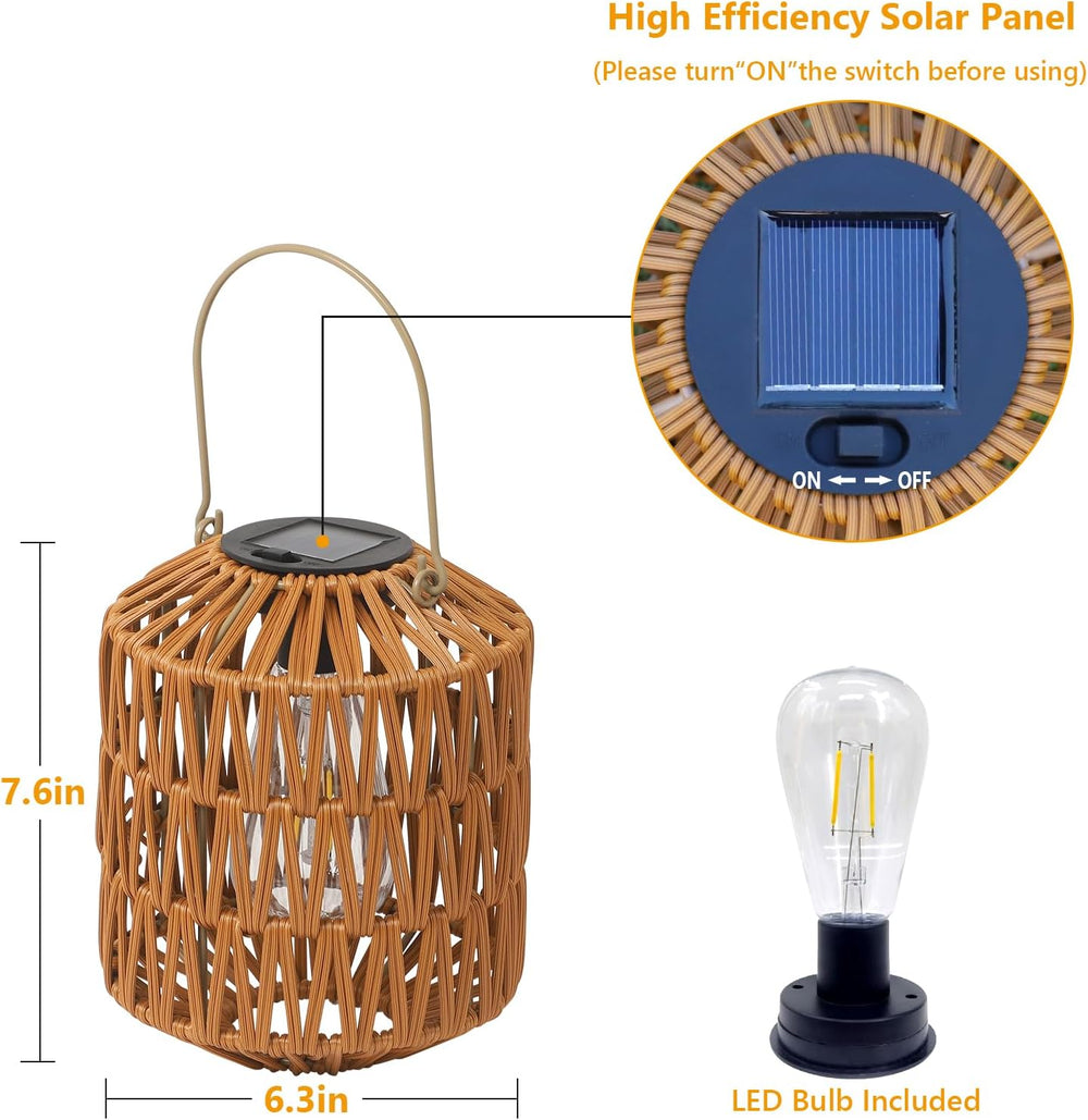 Eyassi Rattan Solar Lights, 4 Pack Solar Lanterns Outdoor Waterproof, Outdoor...