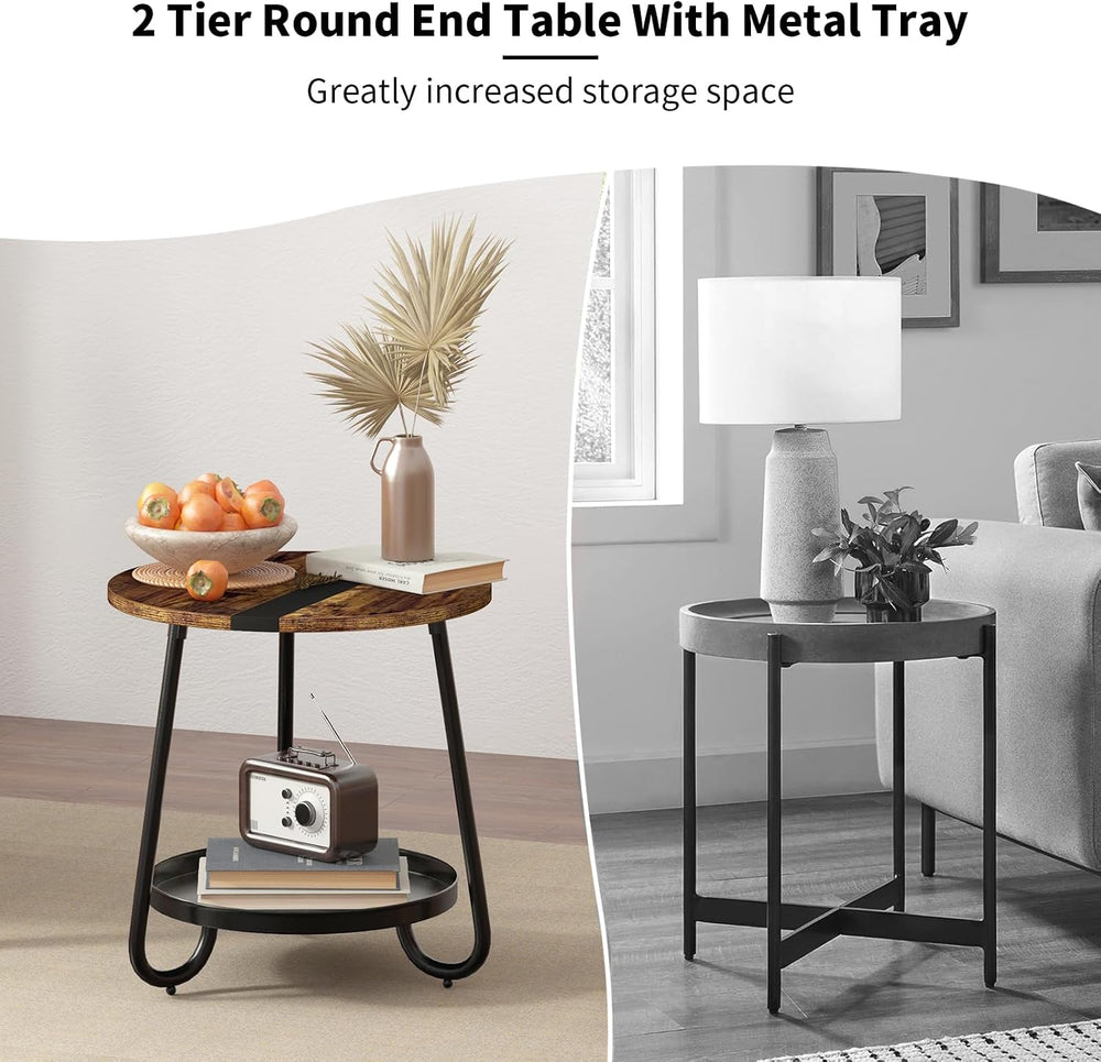 Round Coffee Table with Storage: 2-Tier Design for Small Spaces