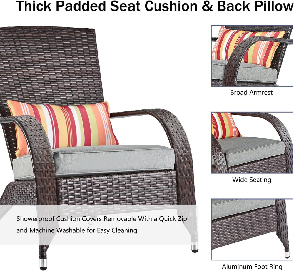 Wicker Adirondack Chair Fire Pit Chairs Oversized Comfy Patio Chairs Outdoor ...