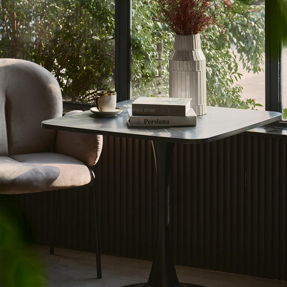 Square Modern Dinning Table 30 inches for 2-4 Bistro Tulip Table with Faux Ma...