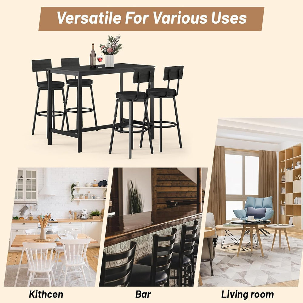 Zevemomo Dining Table Set for 4, 5-Piece Bar Table Set, Kitchen Table and Cha...