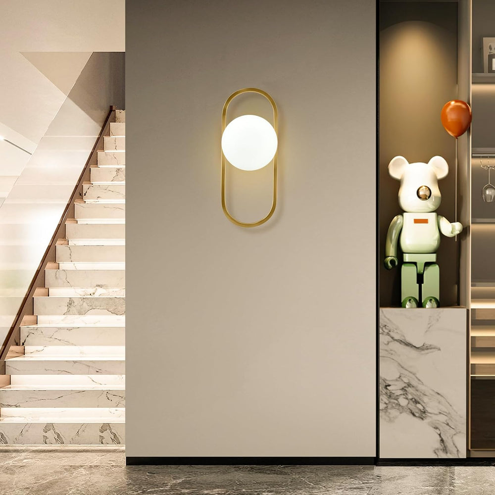 SeeU Modern Gold Wall Sconces Globe Lampshade Wall Light Fixture Set of 2