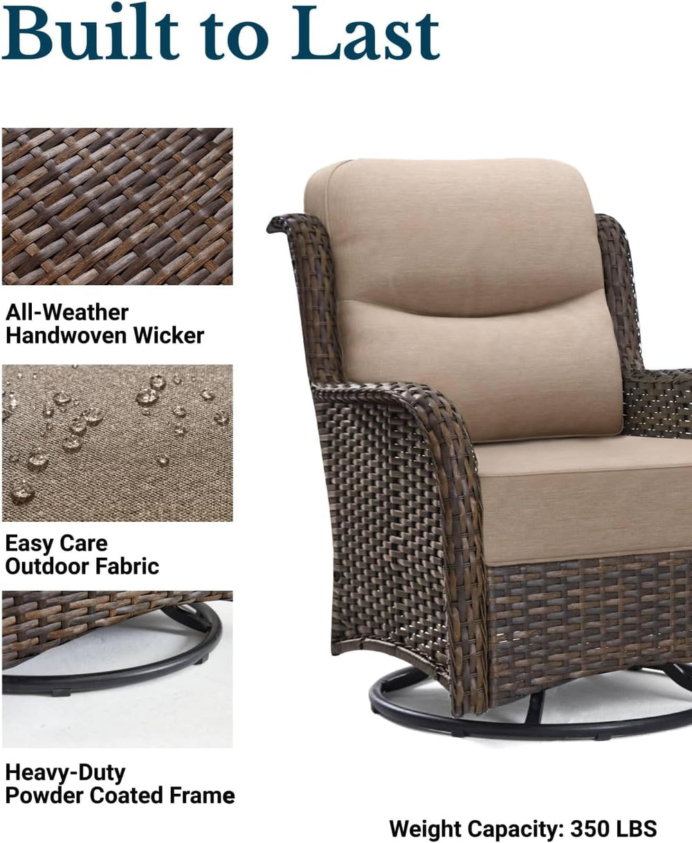 HILLGA Luxury High Back Patio Furniture Set with 6-Inch Thick Cushion