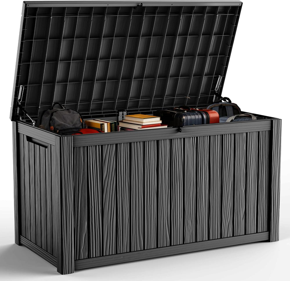 DRATO 200 Gallon Deck Box, Waterproof Resin Large Outdoor Storgae Box for Pat...