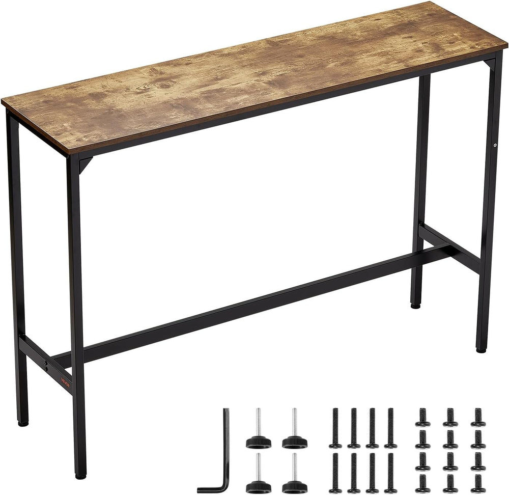 VEVOR Bar Table, Sturdy Metal Frame High Top Pub Table, Narrow Long Kitchen D...