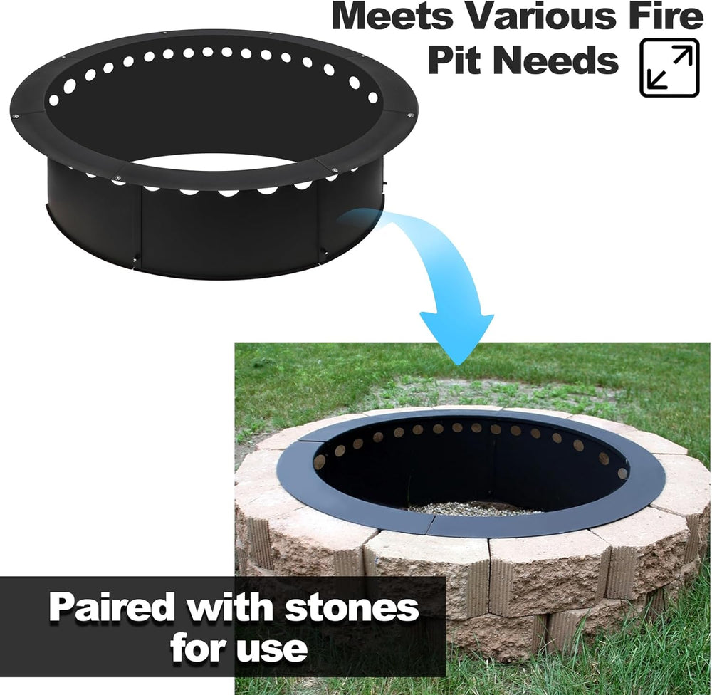Outdoor Smokeless Fire Pit Ring 40 Inch Outer/36 Inch Inner Diameter, Heavy D...