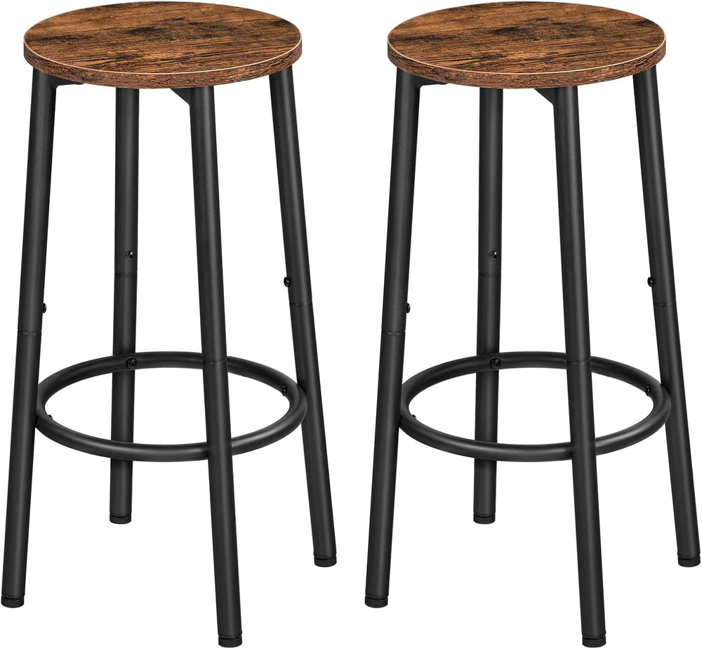 HOOBRO Bar Stools, Set of 2 Bar Chairs, Kitchen Round Height Stools with Foot...