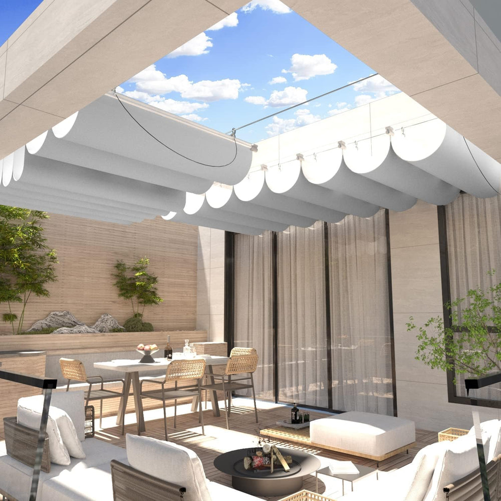 ECOOPTS 4'x16' Retractable Waterproof Wave Sun Shade Canopy Pergola C...