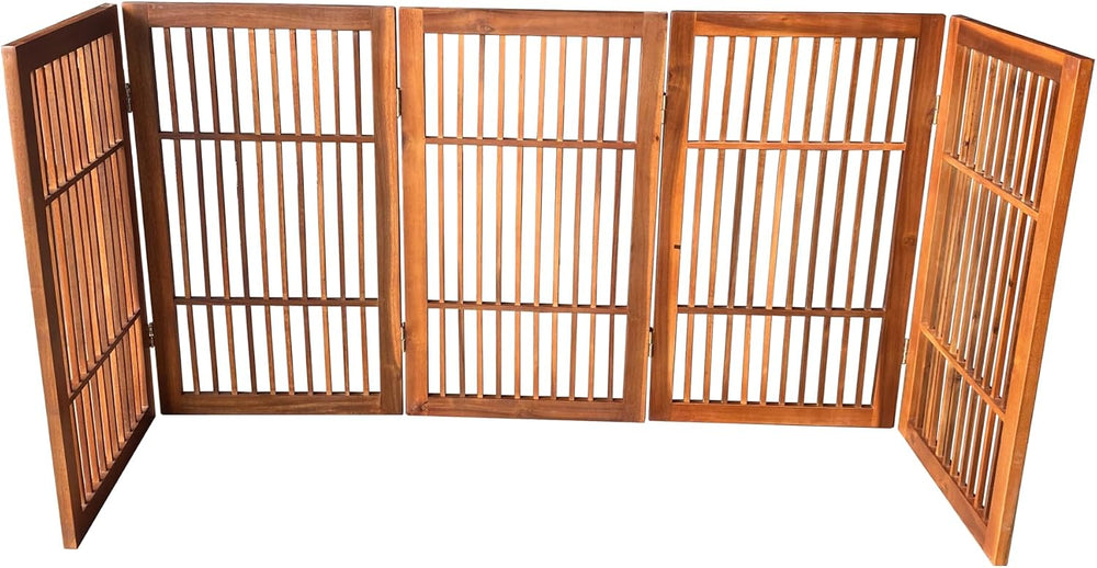 Urnporium Pet Dog Gate Freestanding, Strong Durable Folding Wooden Fence, Por...