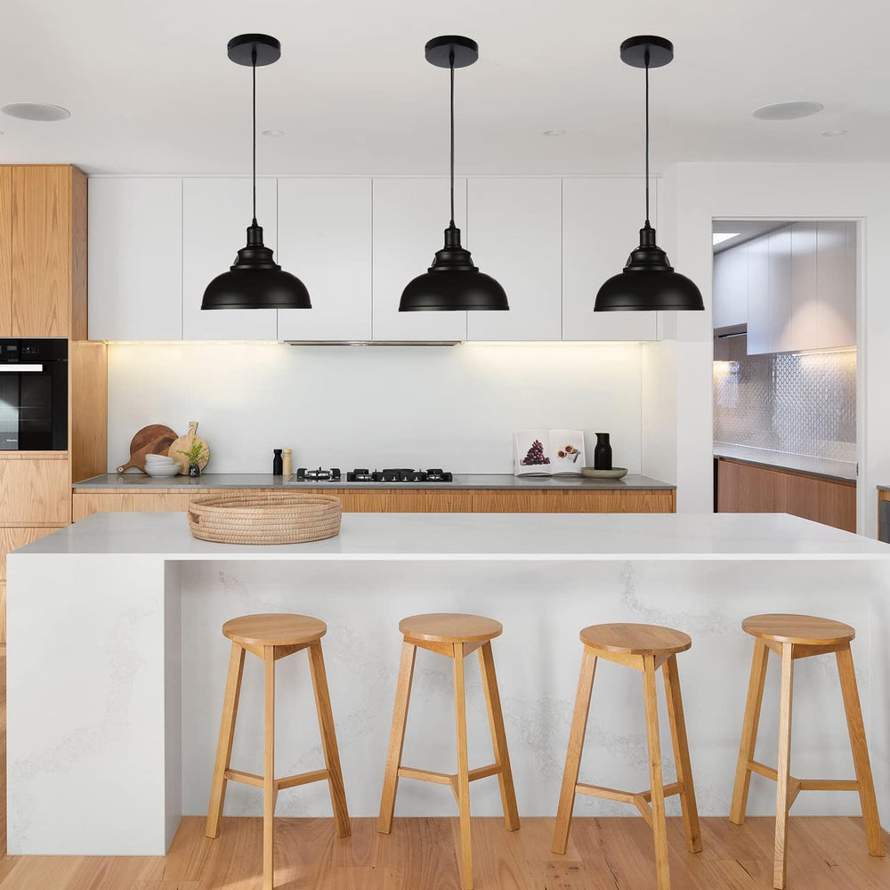 Black Dome Metal Pendant Lights - Hanging Ceiling Fixture for Industrial, Far...