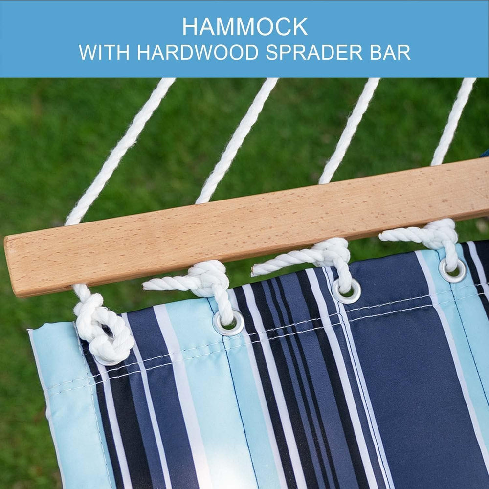 Lazy Daze Double Quilted Hammock with Carabiners & Soft Pillow for Outside
