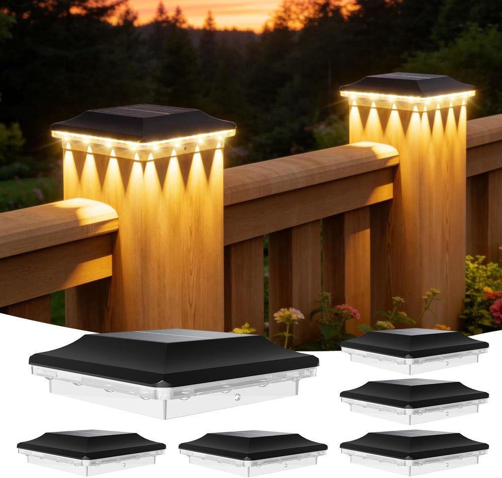 ZCXLIGHT Solar Post Cap Lights Outdoor 6 Pack, 4x4 Post Solar Lights Waterpro...