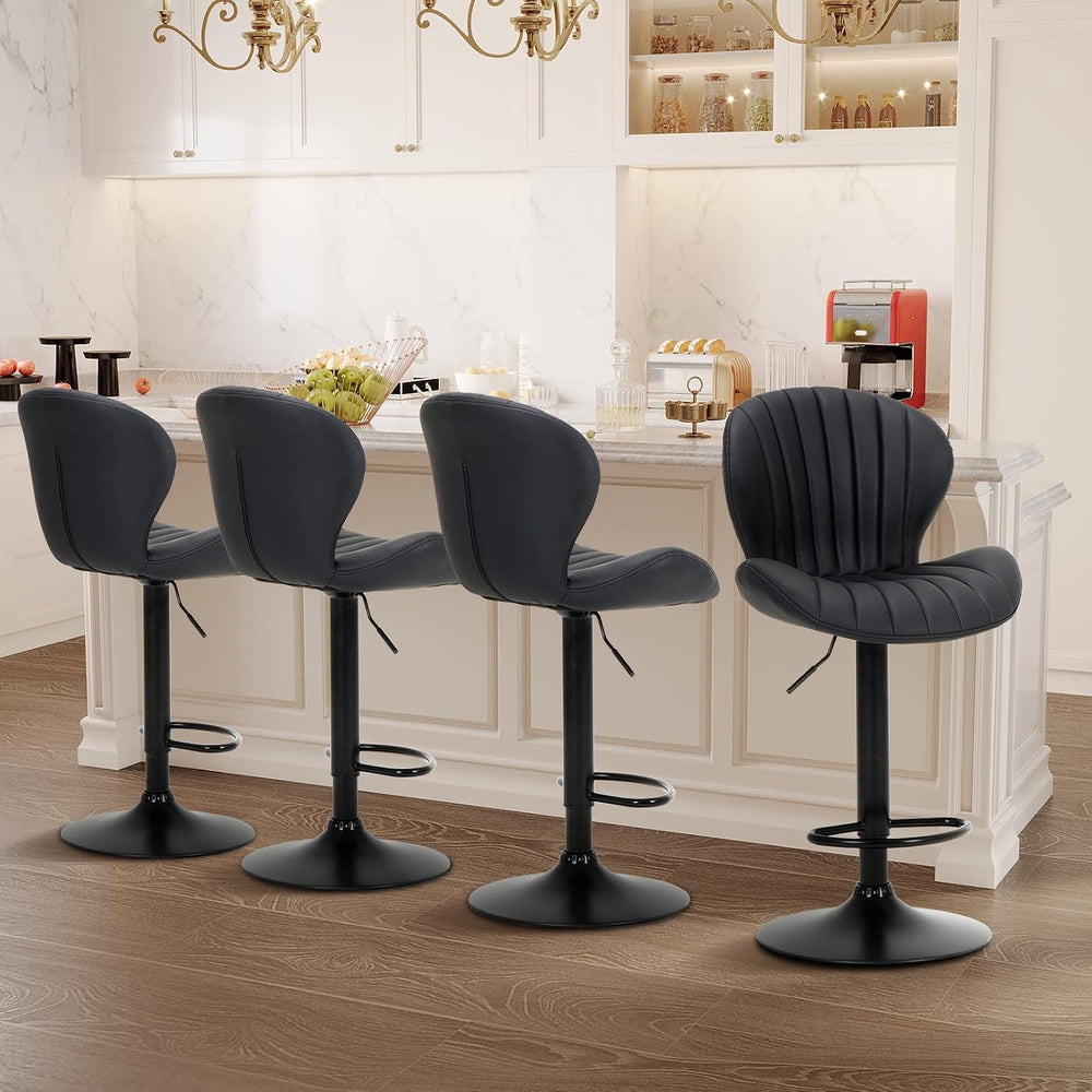 COLAMY Bar Stools Set of 4, Modern Swivel Bar Chairs, Adjustable Faux Leather...