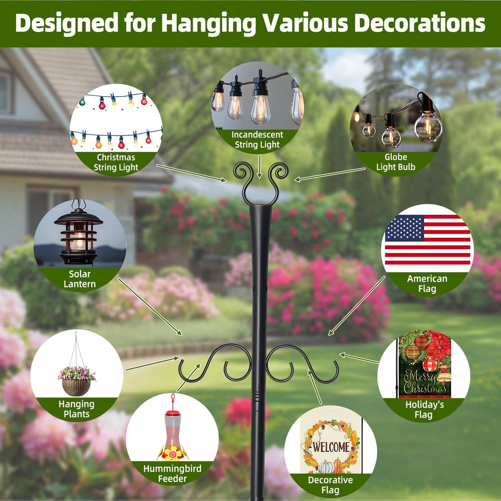 2 Pack Outdoor Patio Light Poles for String Lights, 10Ft Heavy Duty Metal Str...