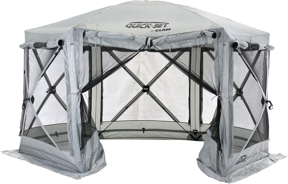 CLAM Pavilion Screen Tent | 12.5 Ft Pop Up Gazebo - Gray 8-Person Shelter