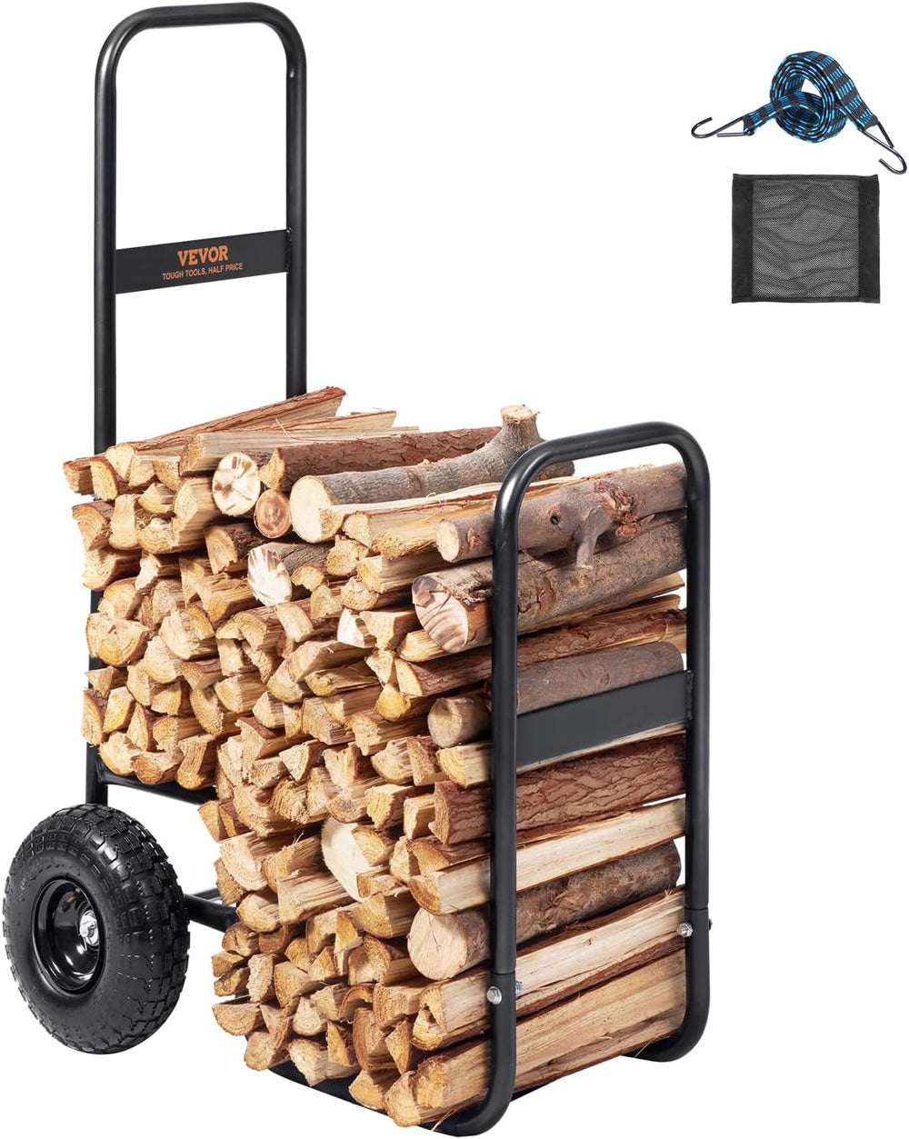 VEVOR Log Cart 250 lbs Load Capacity, Outdoor and Indoor Wood Rack Storage Mo...