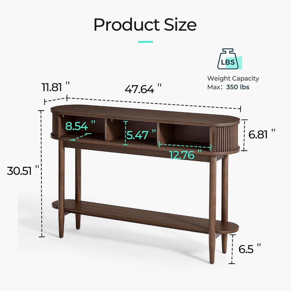 LINSY HOME Fluted Console Table, Mid-Century Modern Entryway Cabinet with Sli...