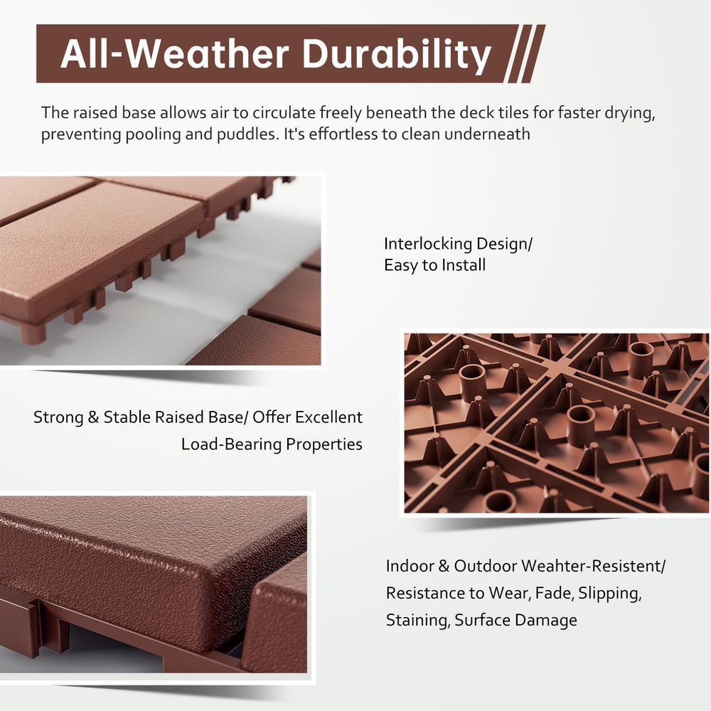 Interlocking Deck Tiles, EchoDeck Patio Deck Tiles, 44 Pack Deck Tiles Interl...