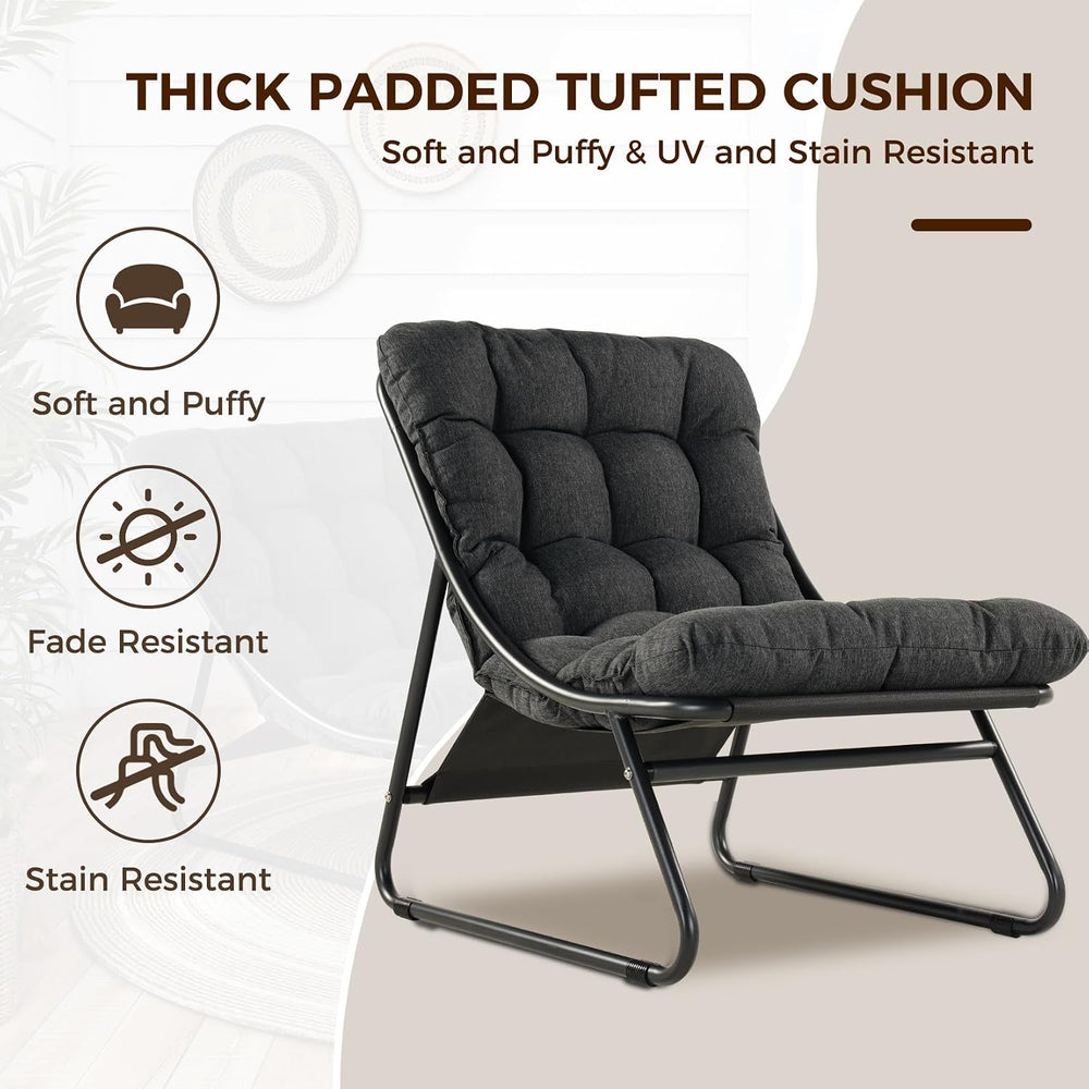 Grand patio Outdoor Lounge Chair with Footrest & Cushion, Dark Gray