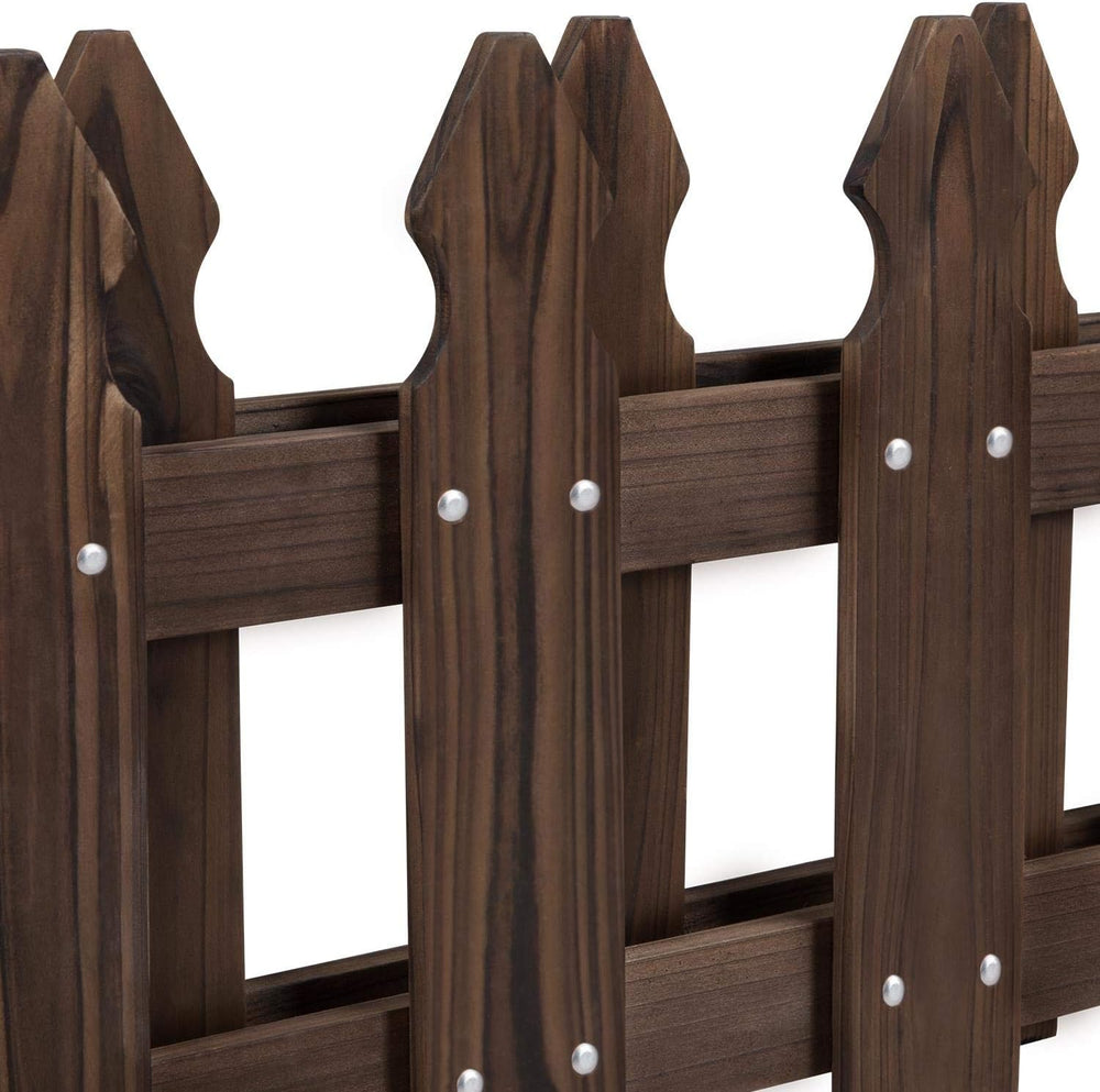 Yaheetech 177.5in Wooden Picket Fence Panels for Garden Beds,Dark Brown