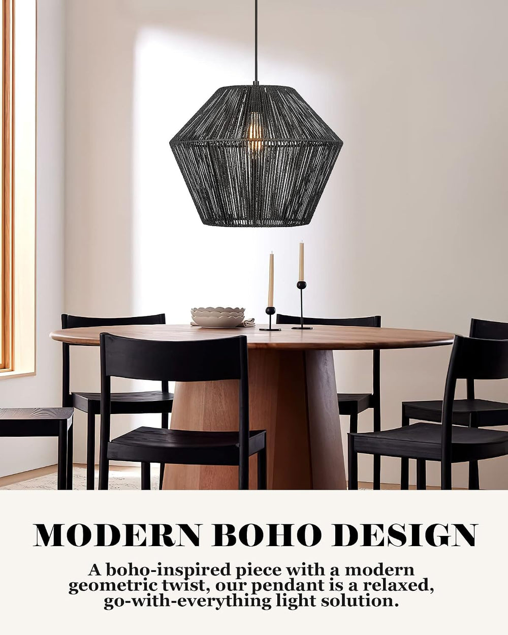 ELYONA Modern Woven Pendant Light Fixtures, 7" Farmhouse Coastal Hanging...