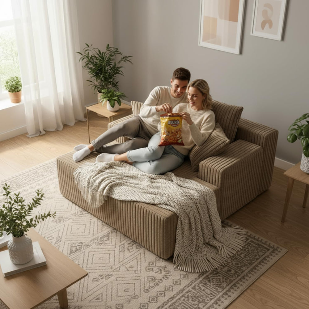 Sytopia Chaise Lounge with Armrests, Oversized Sofa Bed with 3 Pillows, Cozy ...
