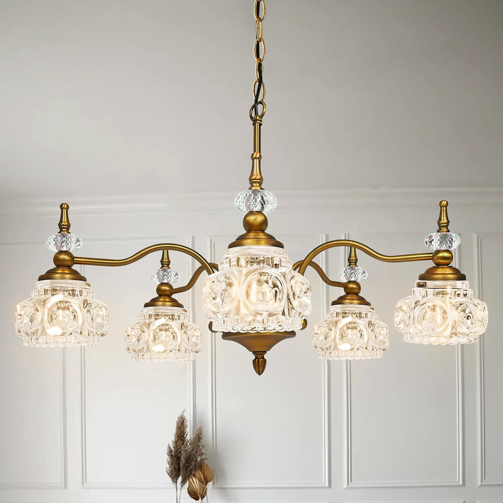Montex Brass Pendant Light Fixture, Gold Vintage Chandelier Light Fixture 5 L...