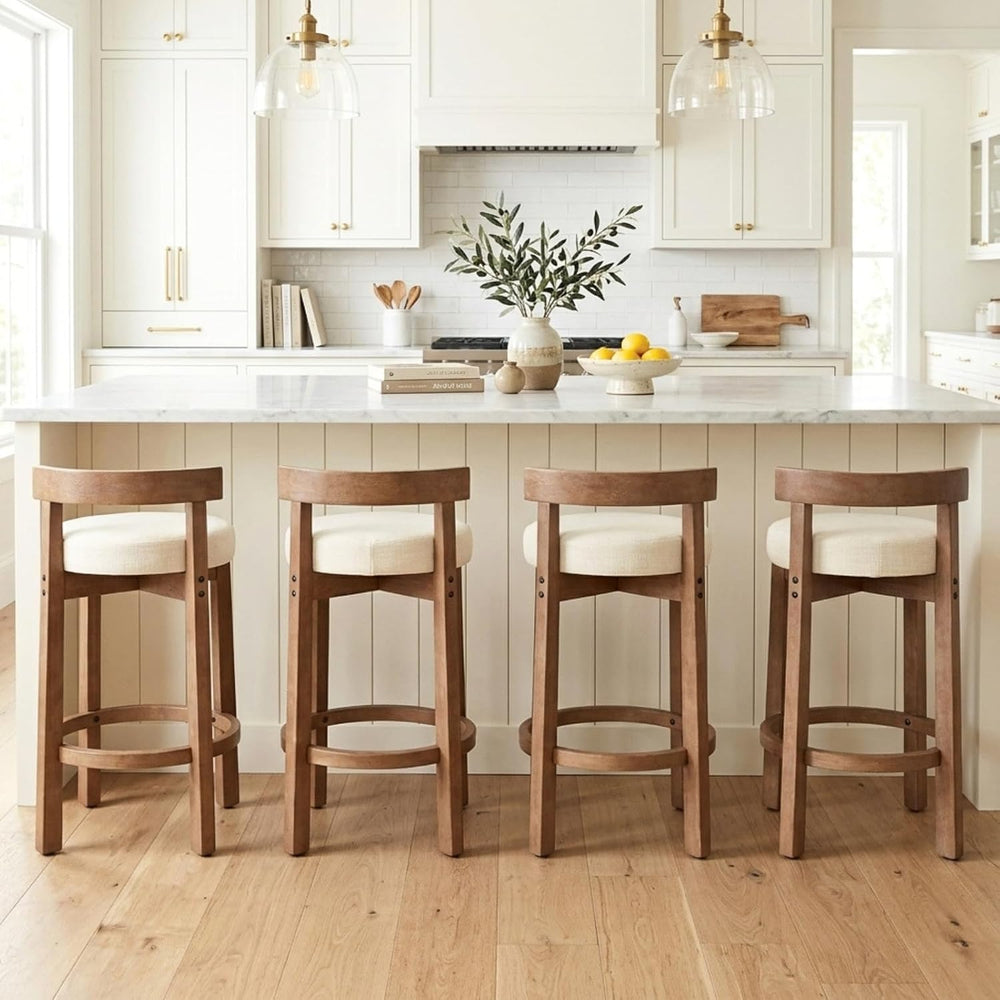 CIMOTA 26.5" Counter Height Bar Stools Set of 4 | Mid Century Modern Low...
