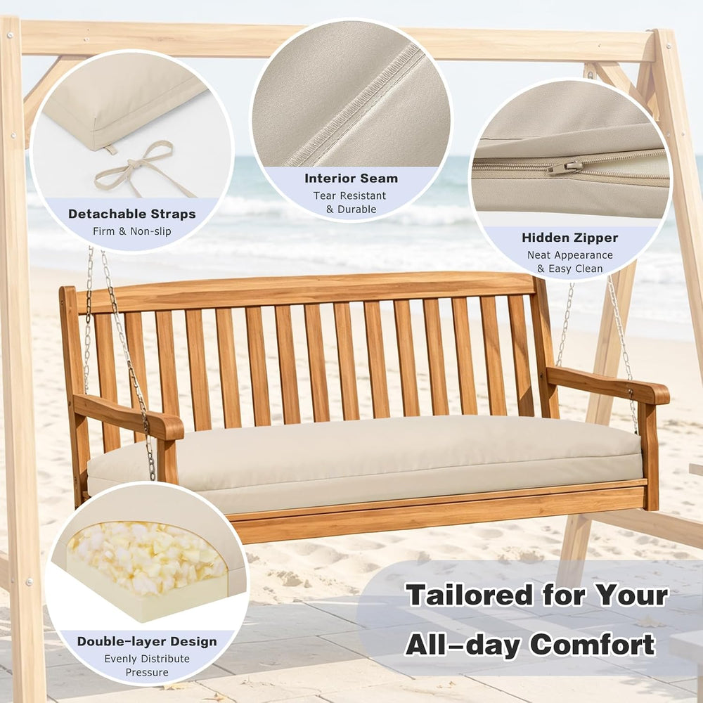 baibu Waterproof Outdoor Bench Cushion with Ties, 42 x 16 x 3.5 Inch, Beige