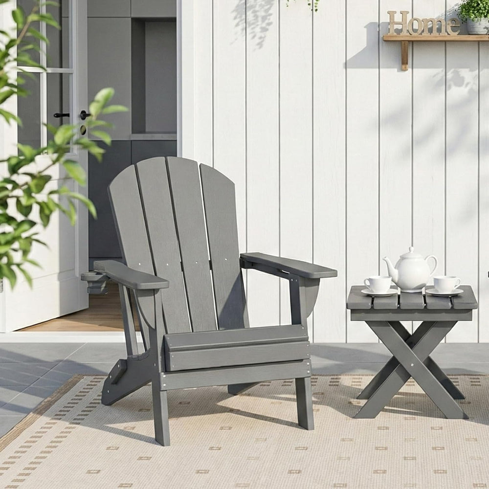 Kingdura Foldable Adirondack Chair, Portable HDPE All Weather Resistant Outdo...