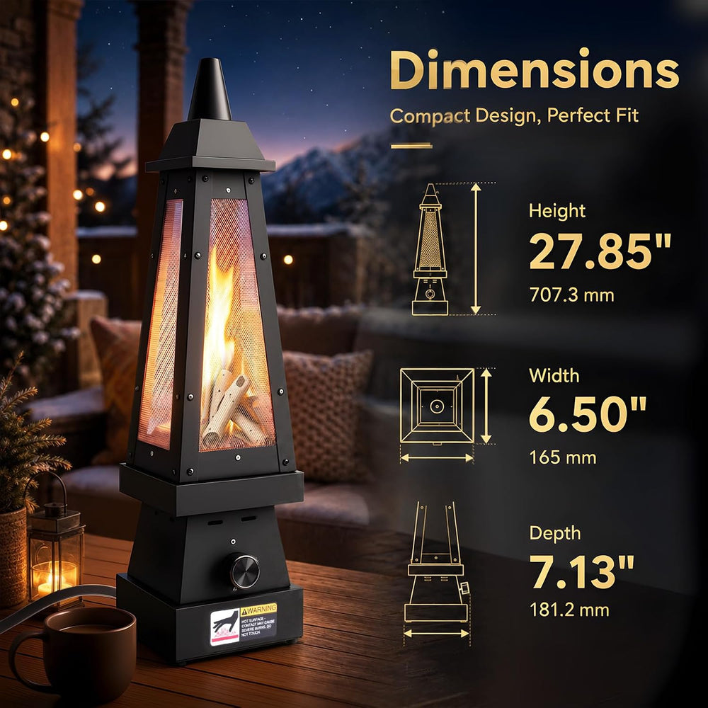 Uniflasy 27'' Propane Fire Pit Gas Chiminea for Patio